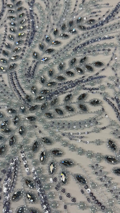 Rhinestone beaded lace full design