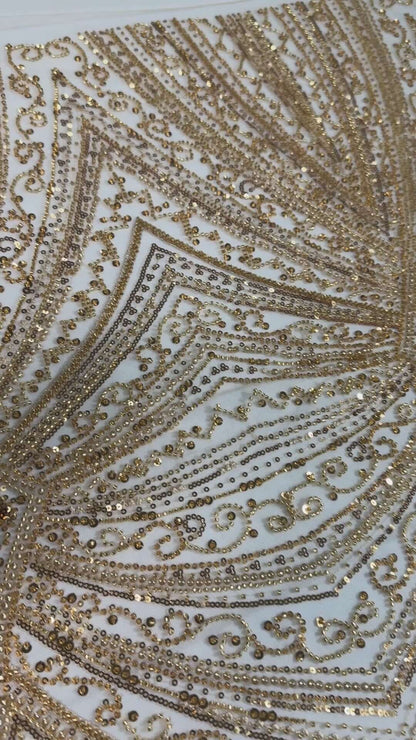 Geometric classic beaded lace