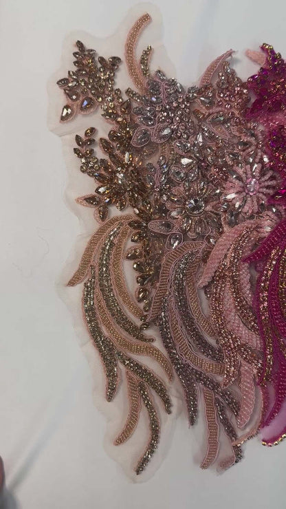 long rhinestone applique pairs