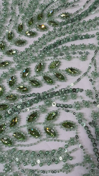 Rhinestone beaded lace full design